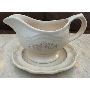 Pfaltzgraff REMEMBRANCE Gravy Boat /Server w/Underplate #436 Vintage Stoneware